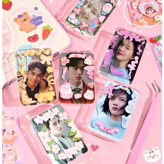 Combo 100 tấm sticker dán trang trí toploader, móc khoá handmade, sticker dán trang trí hộp bút, nhãn vở