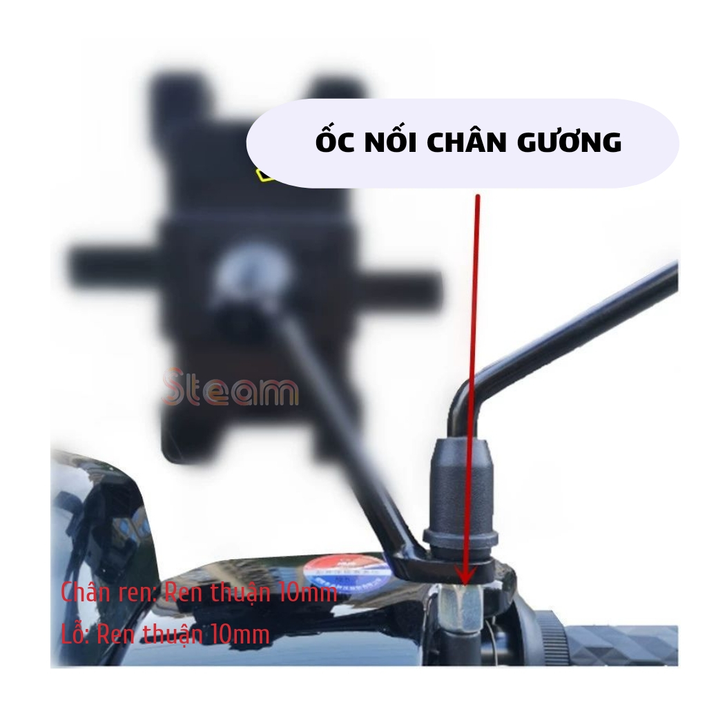 Ốc Nối Dài Chân Gương Xe Máy Ren Thuận 10mm - Giá 1 Ốc