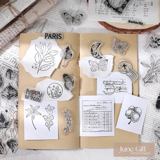 Con dấu clear stamp trong suốt vintage trang trí sổ, làm journal