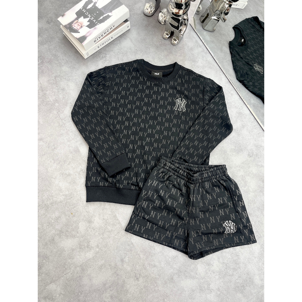 Áo tay dài & Quần M/L/B MONOGRAM SWEATER SHIRT BLACK A2808  Made in Viet/nam full tem-tag