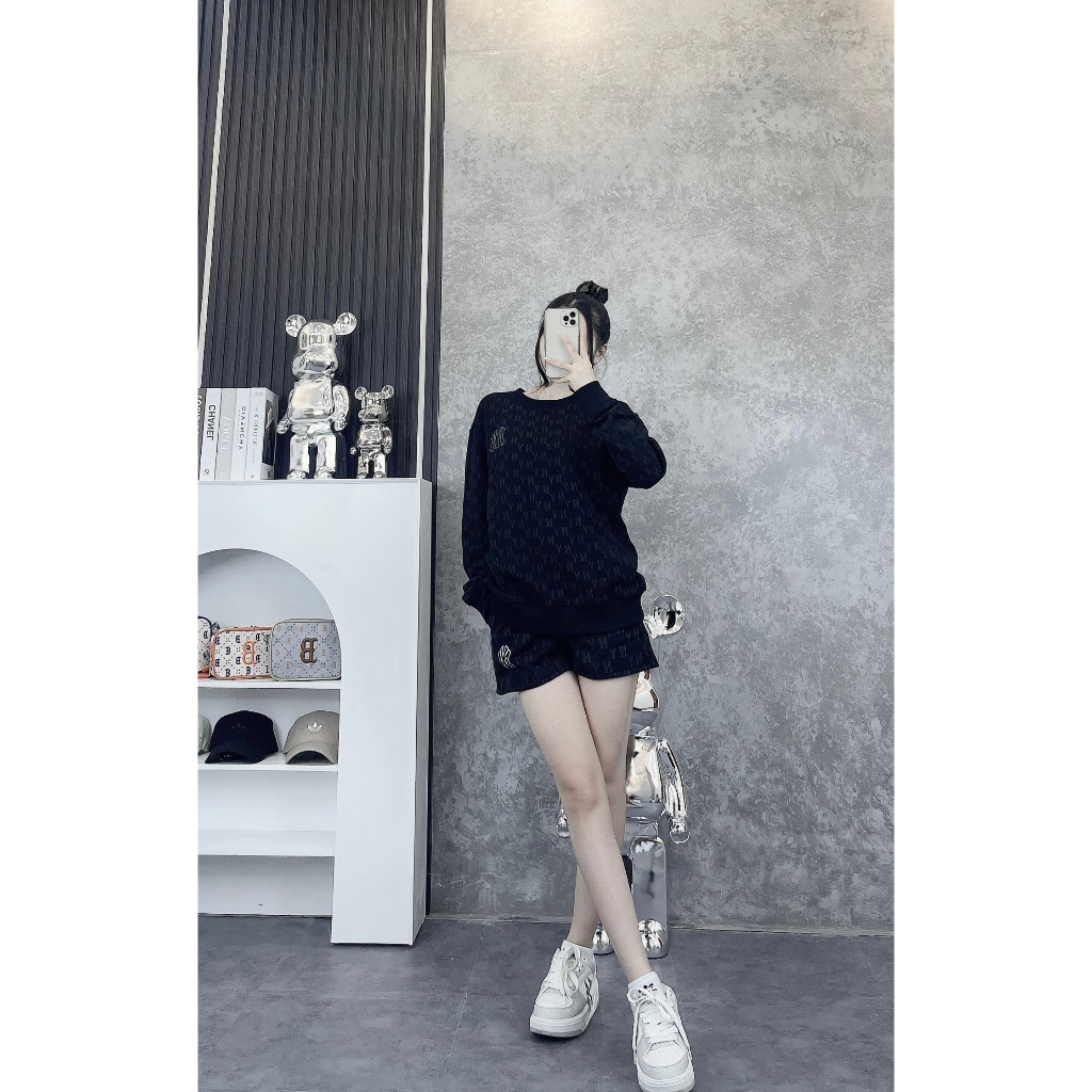 Áo tay dài & Quần M/L/B MONOGRAM SWEATER SHIRT BLACK A2808  Made in Viet/nam full tem-tag