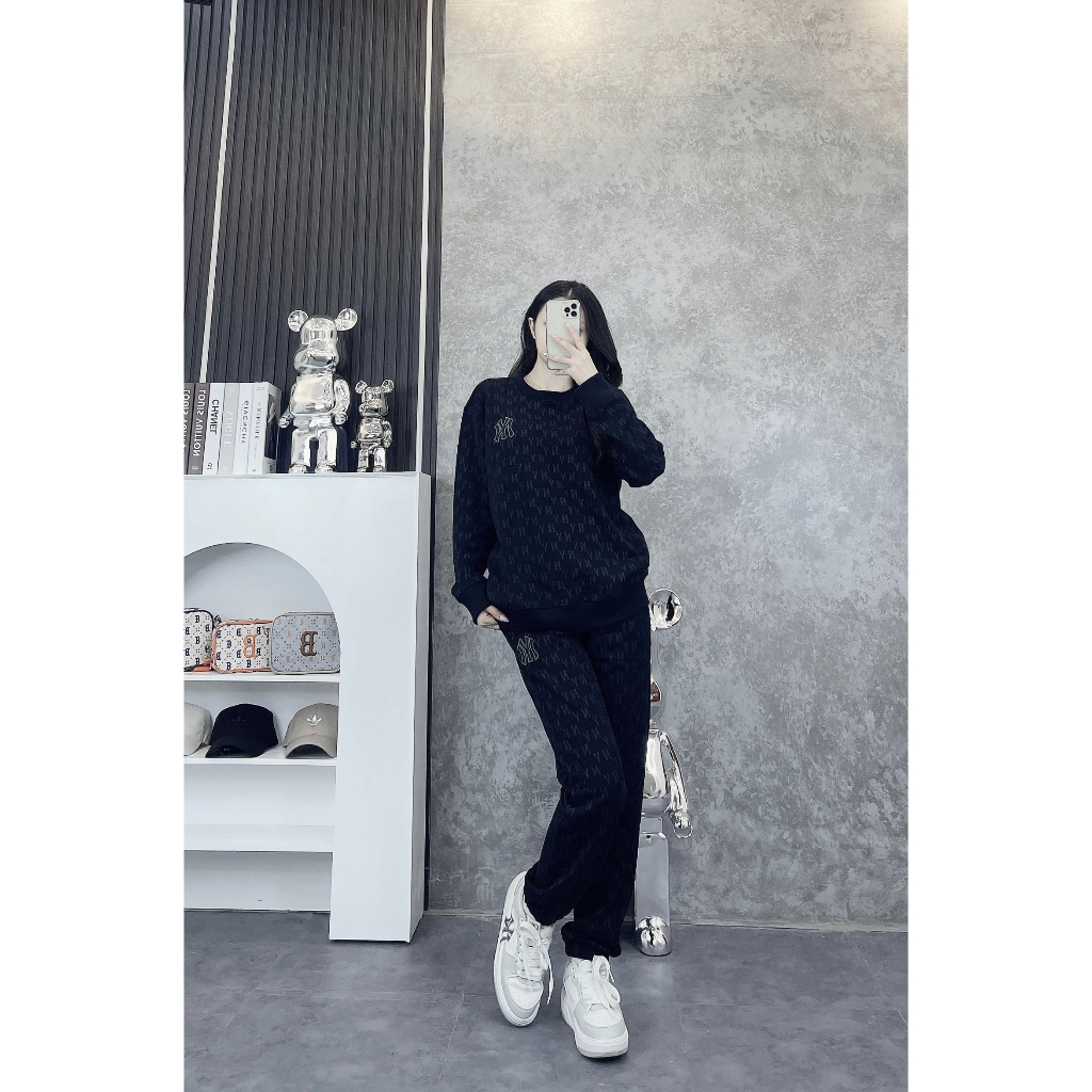 Áo tay dài & Quần M/L/B MONOGRAM SWEATER SHIRT BLACK A2808  Made in Viet/nam full tem-tag