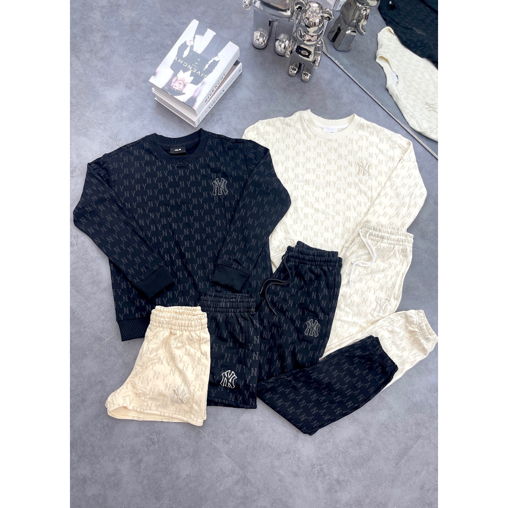 Áo tay dài & Quần M/L/B MONOGRAM SWEATER SHIRT BLACK A2808  Made in Viet/nam full tem-tag