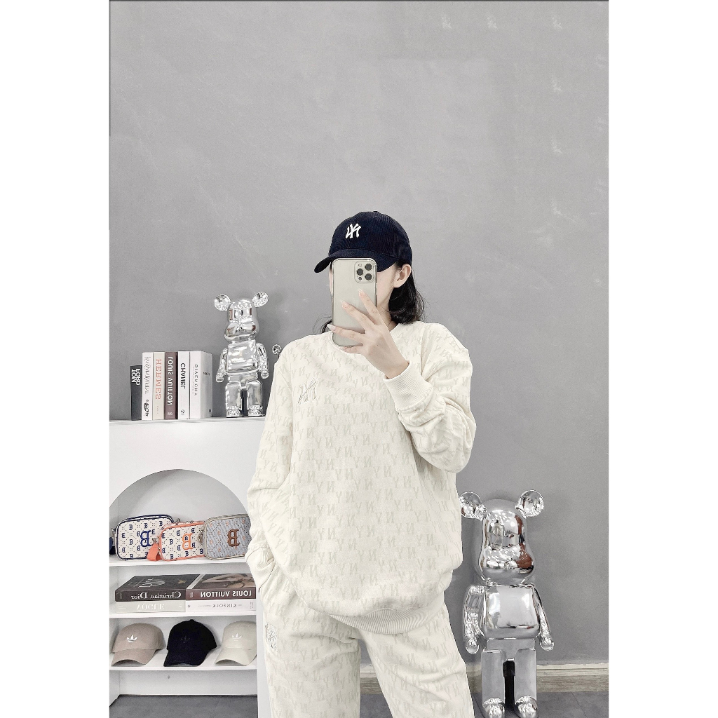 Áo tay dài & Quần M/L/B MONOGRAM SWEATER SHIRT BLACK A2808  Made in Viet/nam full tem-tag