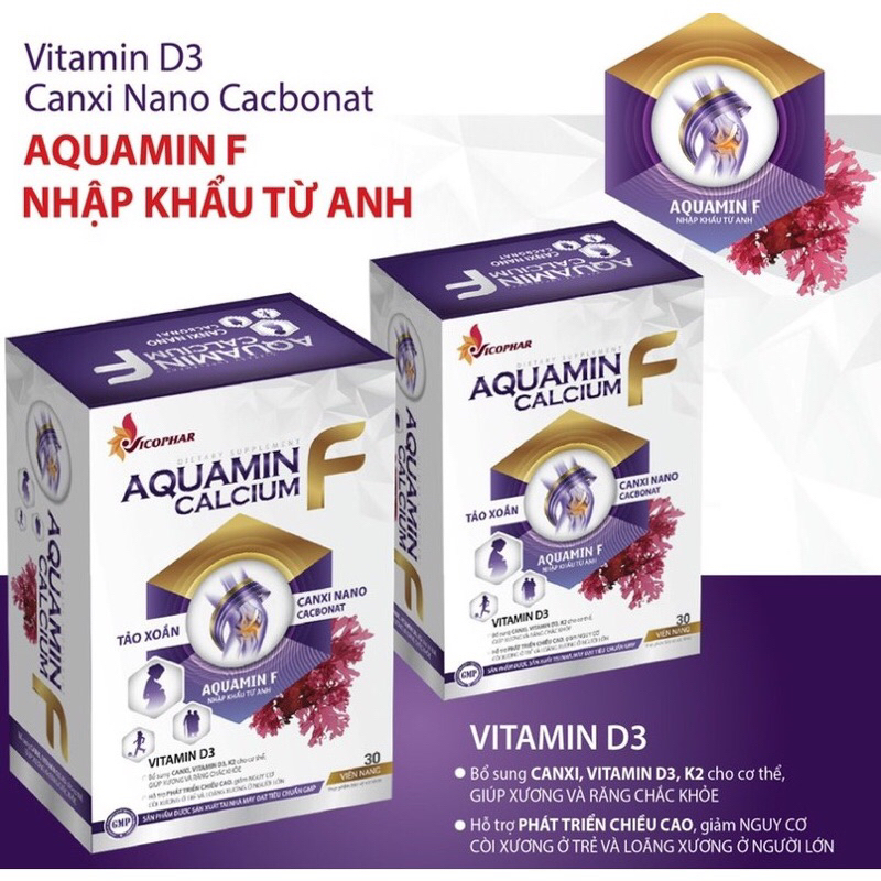 Canxi AQUAMIN F bổ sung canxi, vitamin d3, phát triển chiều cao, chống loãng xương