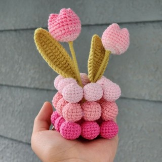 Chậu len rubik hoa tulip🌷[ẢNH THẬT]