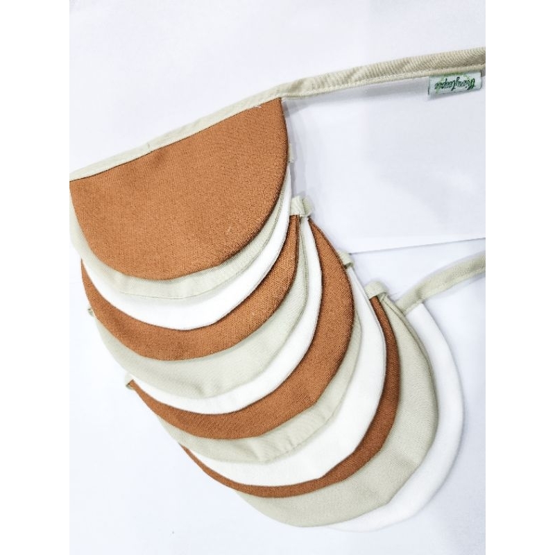 Dây cờ hình trăng dễ thương, màu nâu be, vải cotton kaki xịn, may đẹp - Dây trang trí, Decor, Sinh nhật, Lều vải Thiên Ý