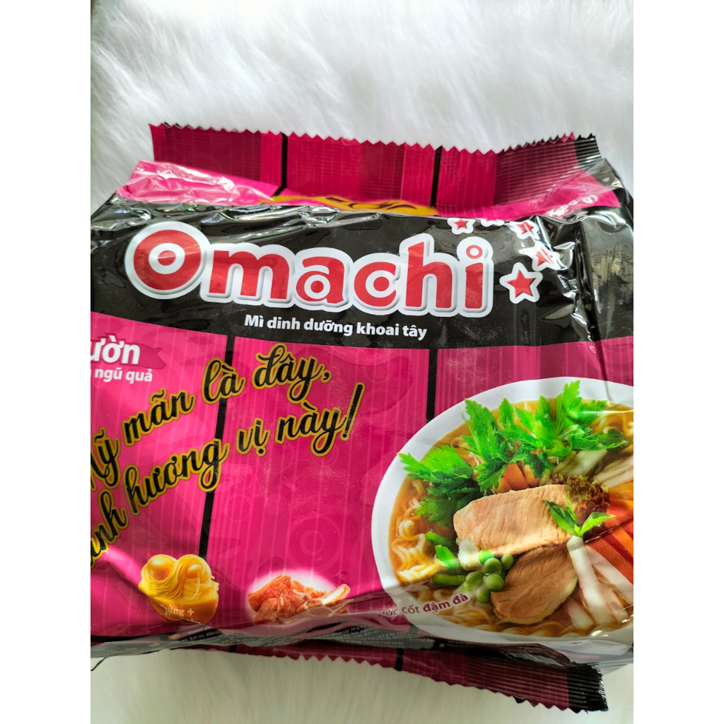 Lốc 5 gói mì khoai tây Omachi xốt bò hầm 80g, sườn ngũ quả