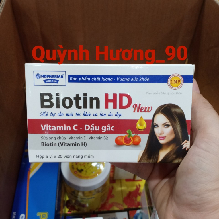 Viên uống BIOTIN HD New hộp 100 viên giúp đẹp da,tóc và móng