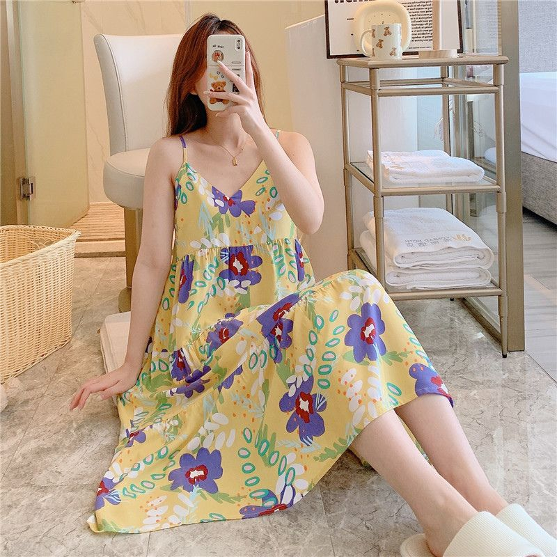 Váy đầm nữ váy mặc nhà vải lanh lụa mềm mát nhiều họa tiết bắt mắt trẻ trung Fijito | BigBuy360 - bigbuy360.vn