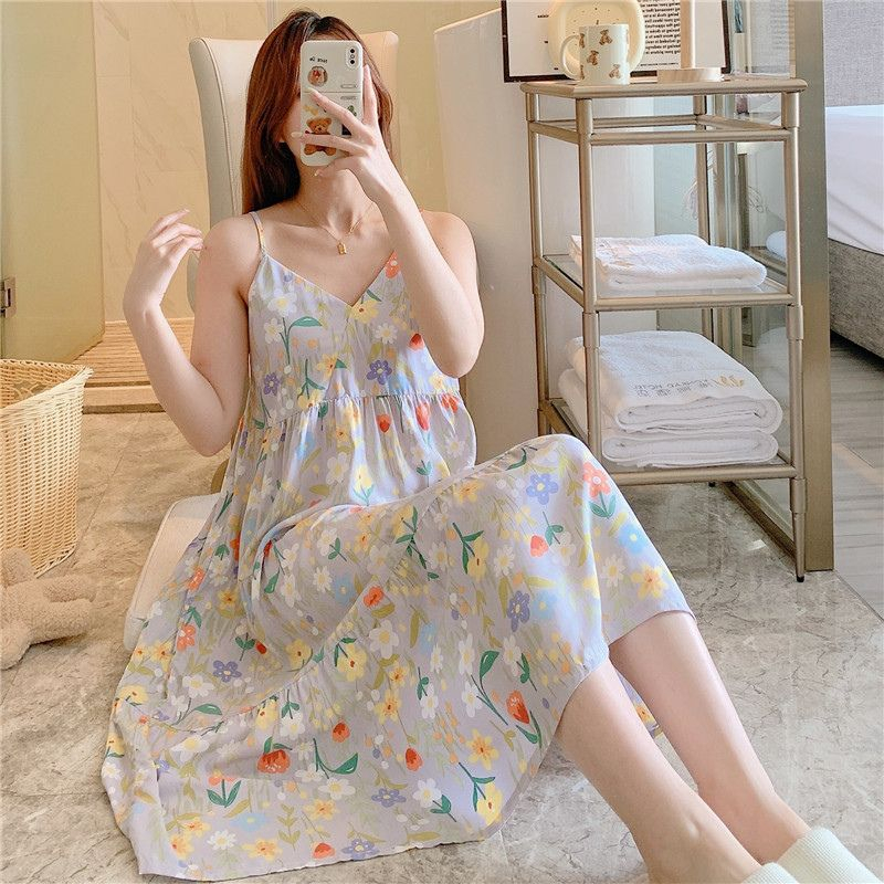 Váy đầm nữ váy mặc nhà vải lanh lụa mềm mát nhiều họa tiết bắt mắt trẻ trung Fijito | BigBuy360 - bigbuy360.vn