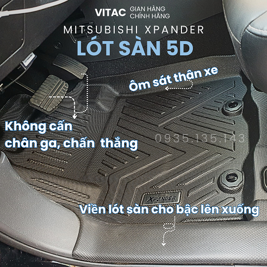 Thảm lót sàn ô tô 5D Mitsubishi Xpander/Cross 2018 - 2023 đúc nguyên khối TPV