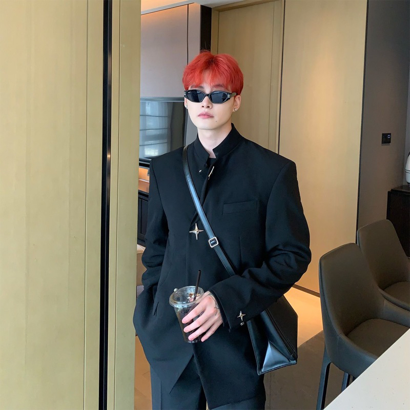 Áo Vest Blazer Cổ Đứng Phối Cúc Ngôi Sao Thời Trang