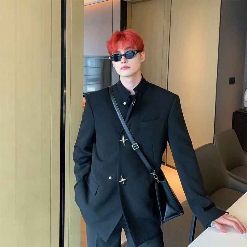 Áo Vest Blazer Cổ Đứng Phối Cúc Ngôi Sao Thời Trang