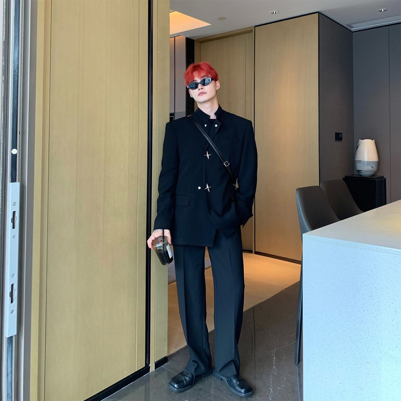 Áo Vest Blazer Cổ Đứng Phối Cúc Ngôi Sao Thời Trang