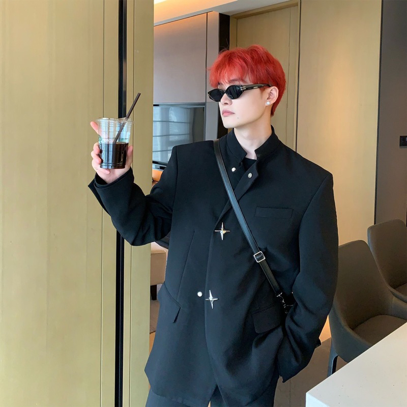 Áo Vest Blazer Cổ Đứng Phối Cúc Ngôi Sao Thời Trang