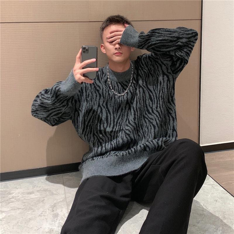 Áo Len Nam Nữ Vằn Xám Hàn Quốc