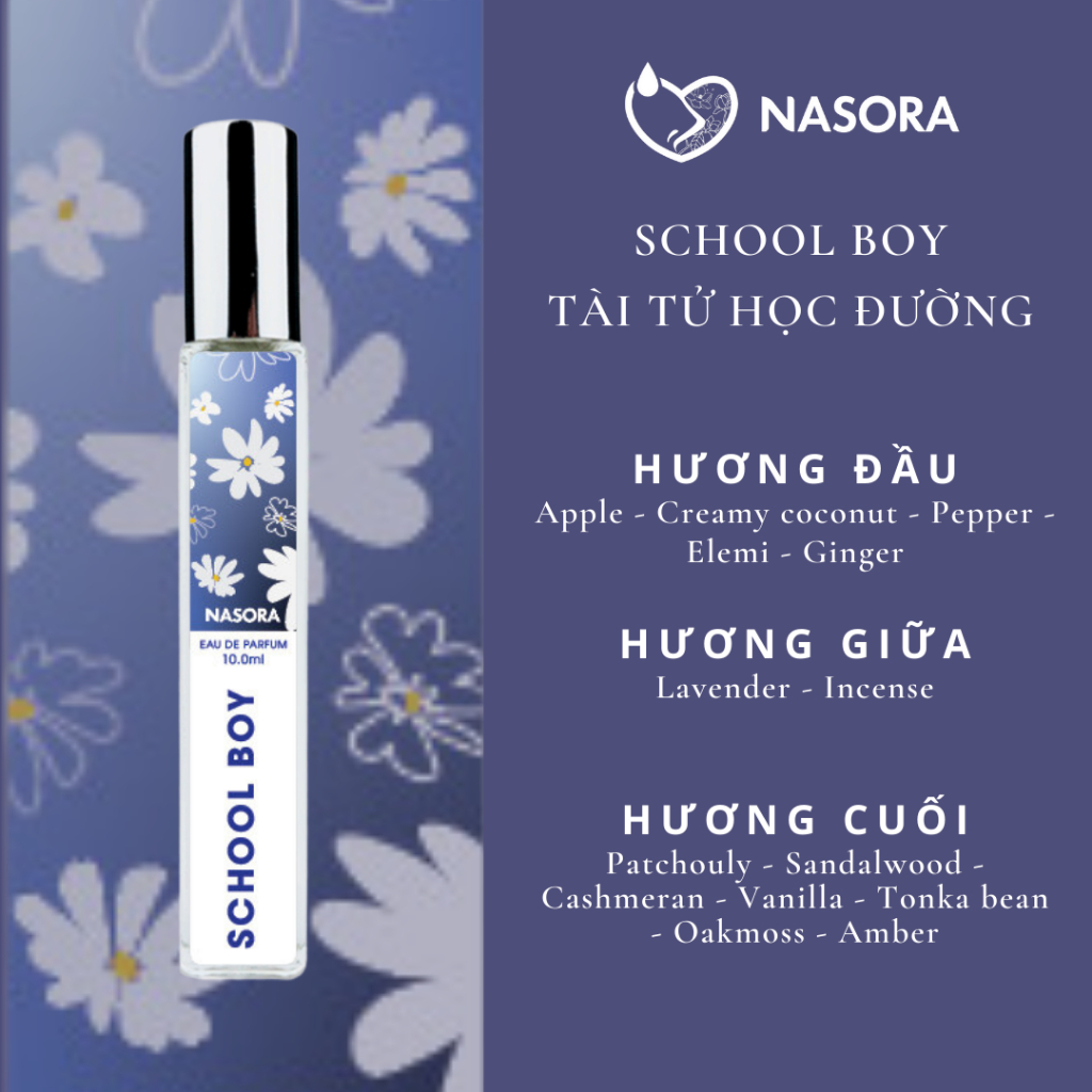 [COMBO NẮNG SÂN TRƯỜNG] Nước Hoa Nasora School Girl và School Boy Ngọt Ngào, Dễ Thương Dạng Xịt, Combo 2 Chai 10ml