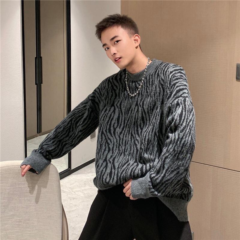 Áo Len Nam Nữ Vằn Xám Hàn Quốc