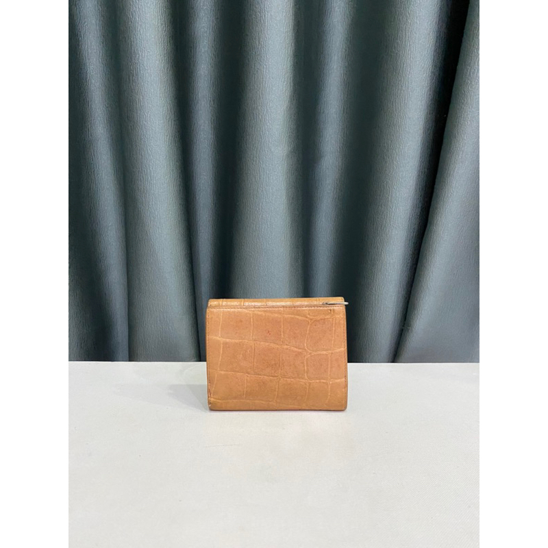 Ví si hiệu FUR.LA của Ý dáng gập mini da bò dập vân sấu