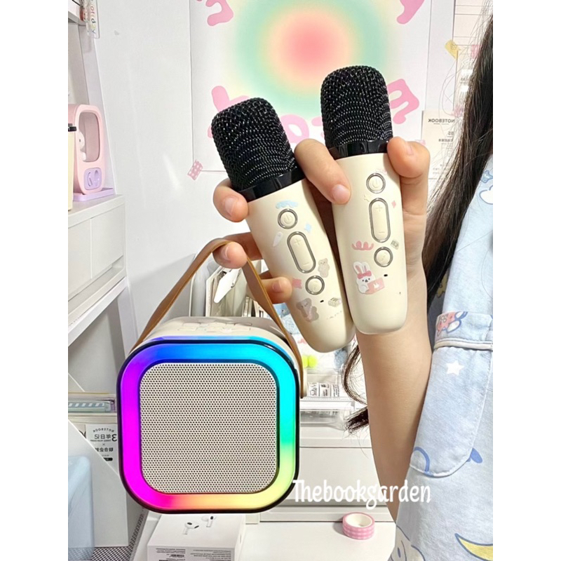 BỘ LOA KÈM 2 MIC, 8 CHẾ ĐỘ ĐÈN LED