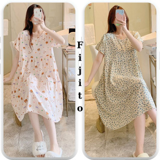 Váy ngủ, đầm ngủ mặc nhà chất lanh lụa mềm mát nhiều họa tiết hoa nhí dễ thương Fijito