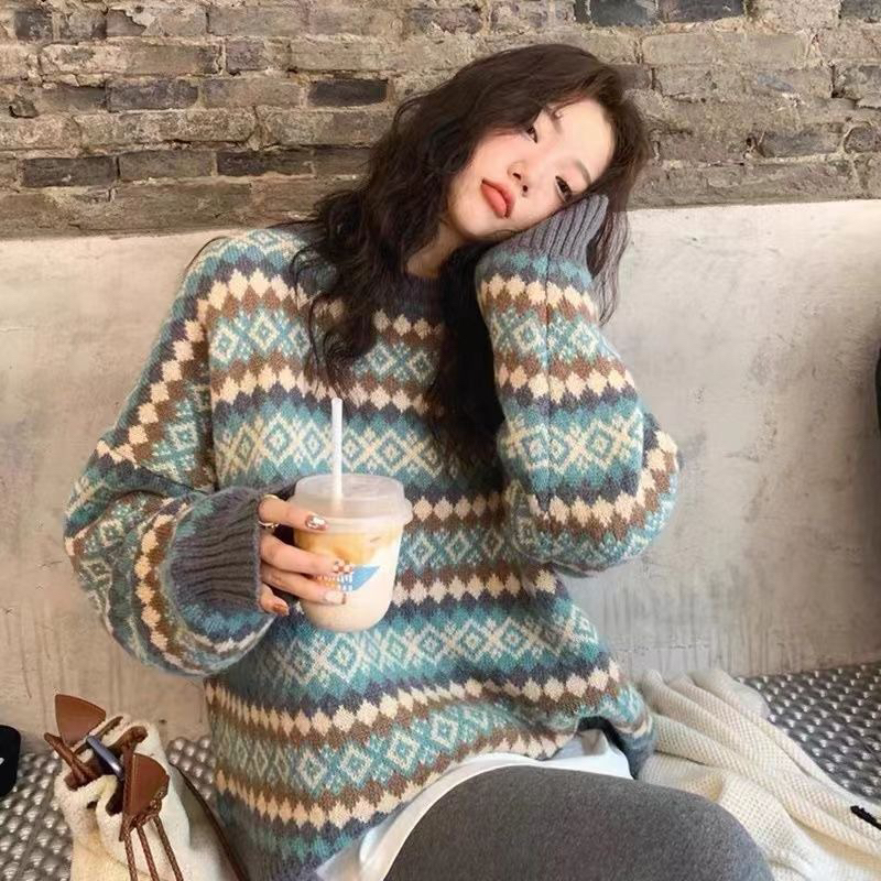 Áo Len Nam Nữ Kẻ Ngang Ziczac Hàn Quốc