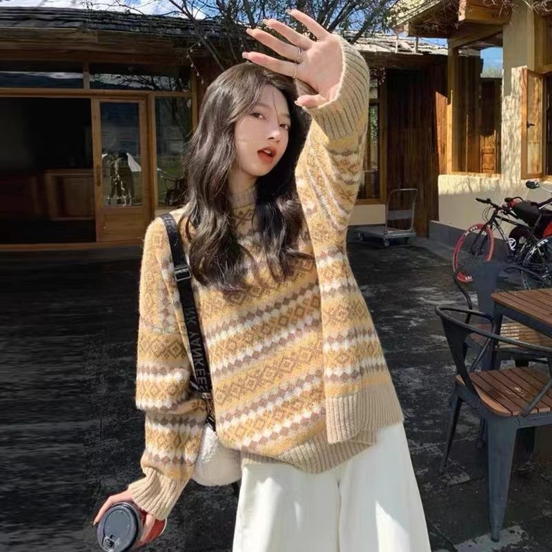 Áo Len Nam Nữ Kẻ Ngang Ziczac Hàn Quốc