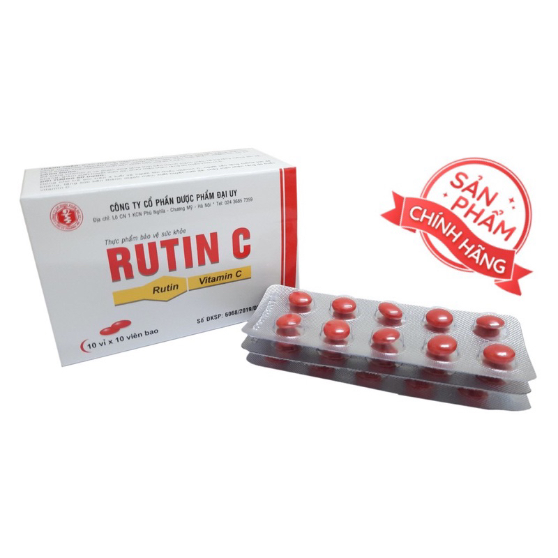 ✅ Rutin C Đại Uy/ Rutin c -Giúp Tăng Tính Bền Mạch Máu, Giảm Chảy Máu Chân Răng - Hộp 100 Viên
