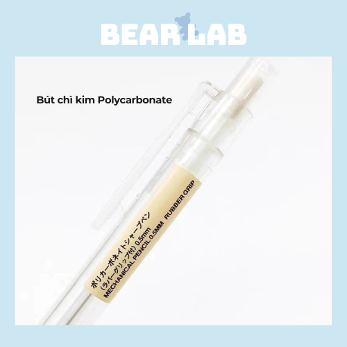 Bút chì kim trong suốt tối giản Muji chính hãng ngòi 0.5mm