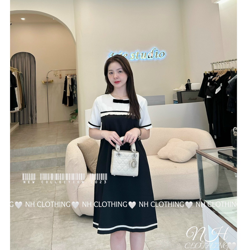 Váy dạ nơ cổ sm