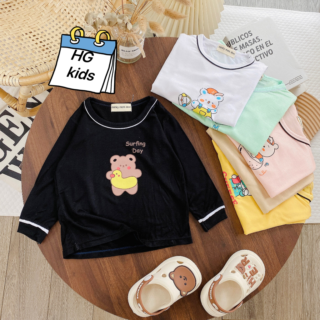 Áo dài thun lạnh cổ chui cho bé 5-15kg