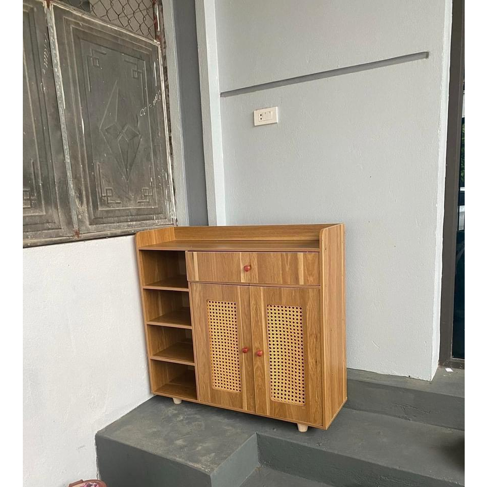 Tủ giày thông minh, Tủ để giày dép đa năng tiện ích, chất liệu gỗ MDF có cánh kích thước 90x90x30