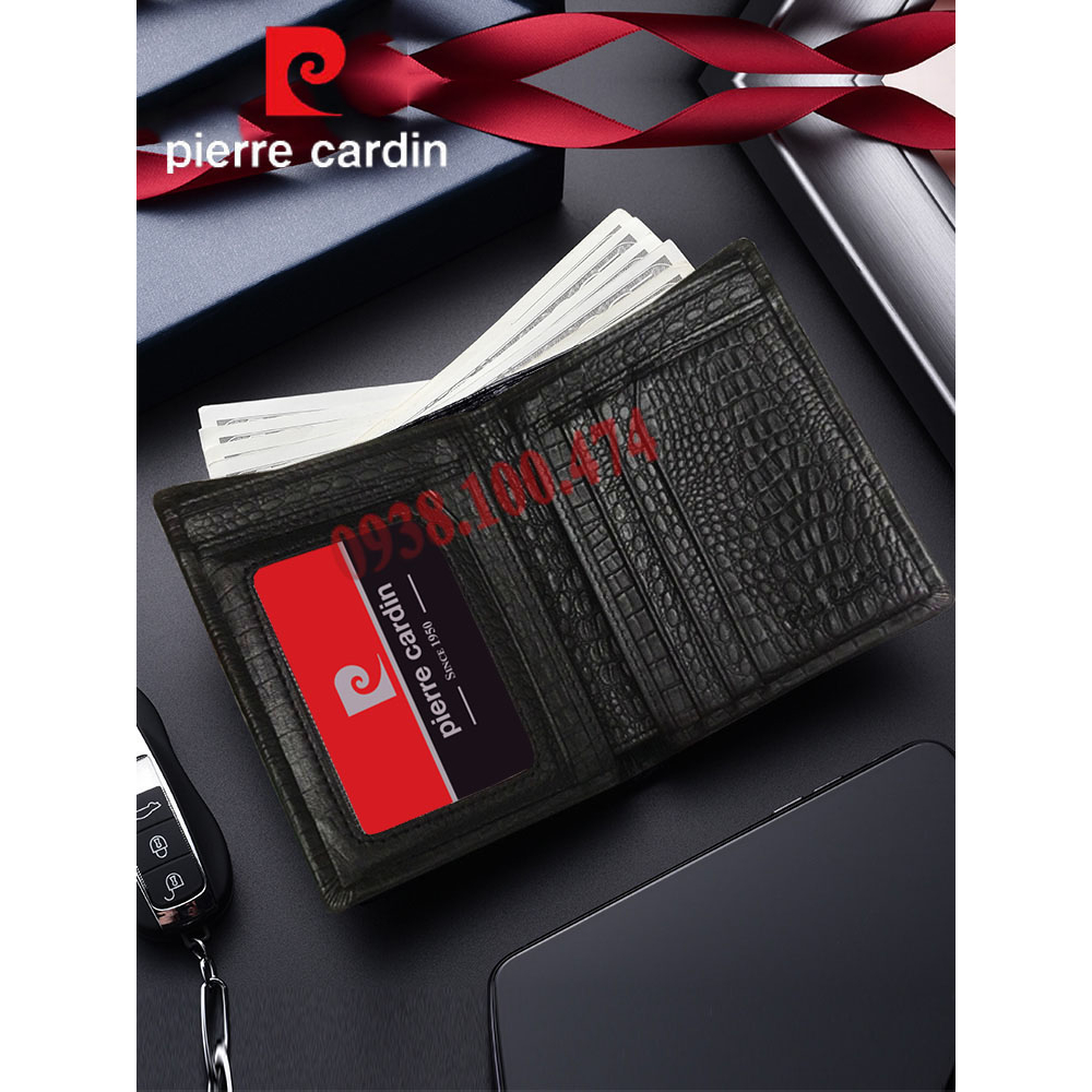 Ví nam Pierre Cardin chính hãng da dập vân cá sấu ví đứng PCJ2035