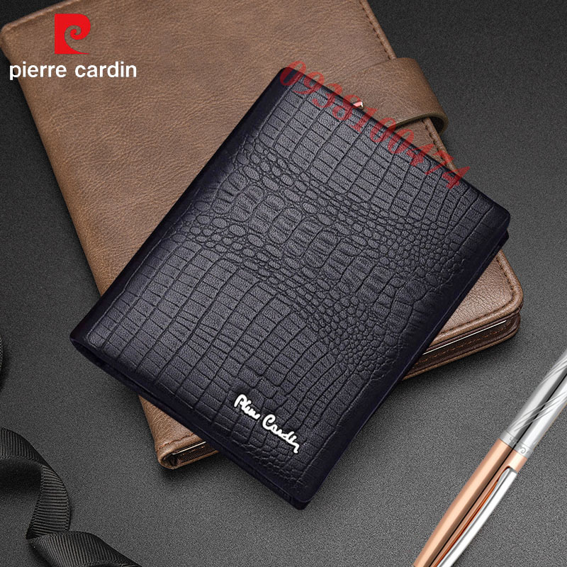 Ví nam Pierre Cardin chính hãng da dập vân cá sấu ví đứng PCJ2035