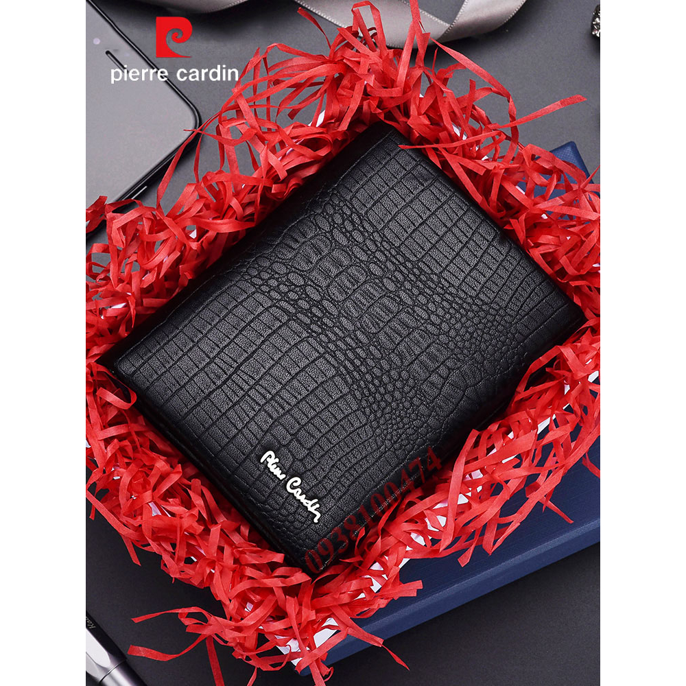 Ví nam Pierre Cardin chính hãng da dập vân cá sấu ví đứng PCJ2035