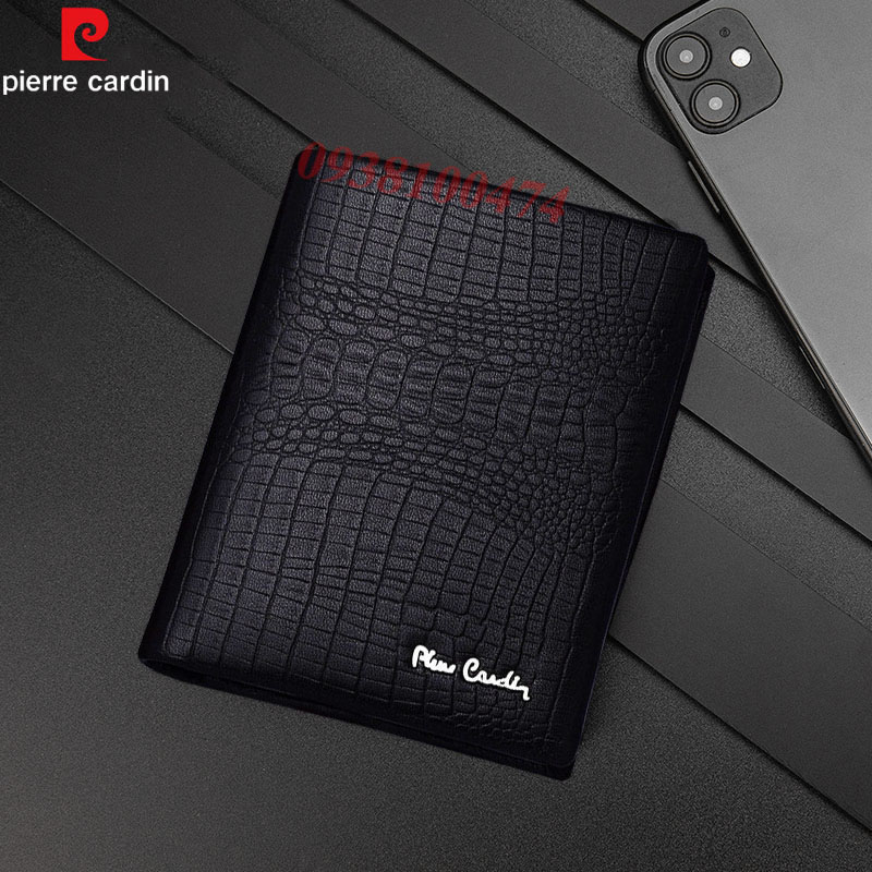 Ví nam Pierre Cardin chính hãng da dập vân cá sấu ví đứng PCJ2035