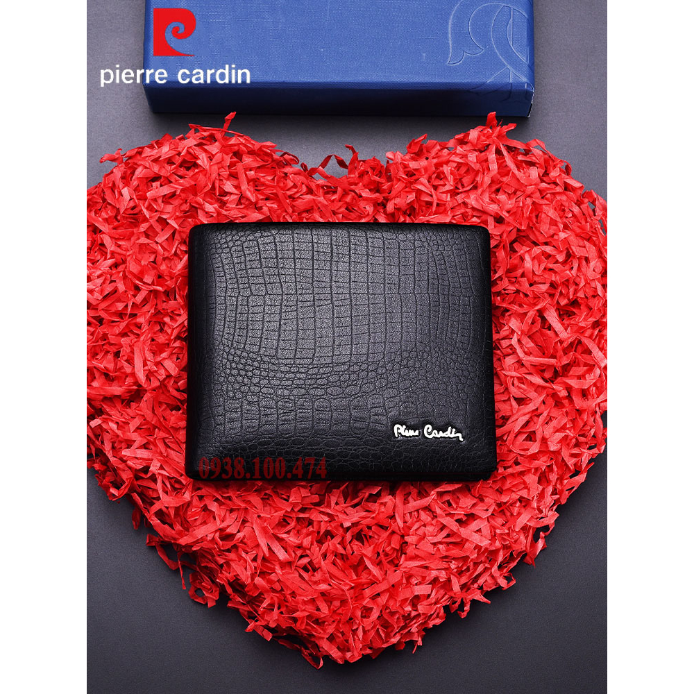 Ví Pierre Cardin nam chính hãng da bò thật dập vân cá sấu ví ngang PCJ2036