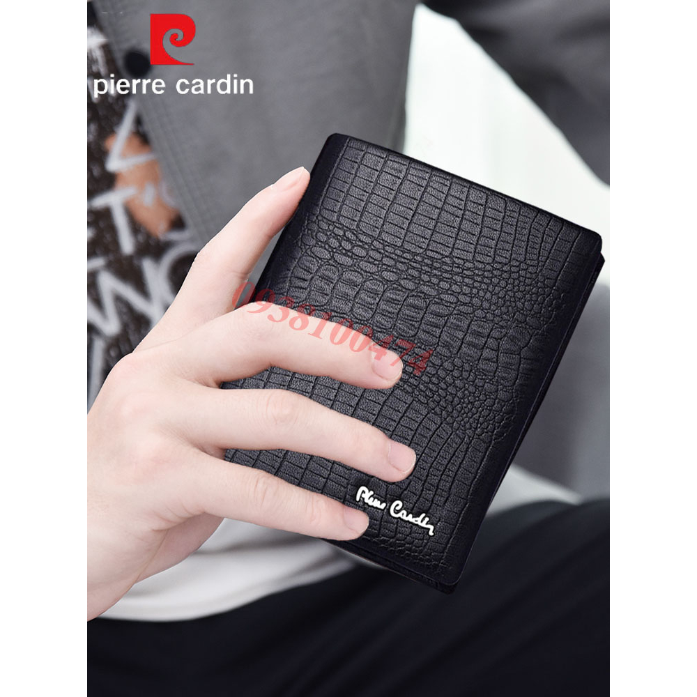 Ví nam Pierre Cardin chính hãng da dập vân cá sấu ví đứng PCJ2035