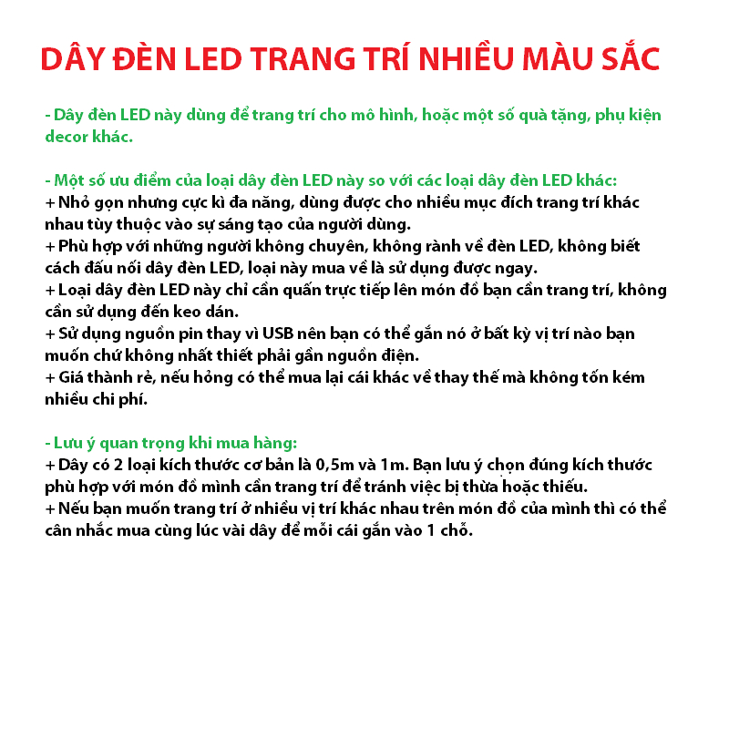 MH56 Dây Đèn Led Trang Trí Mô Hình 0.5m / 1m