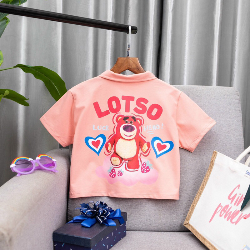 Áo thun bé gái , áo thun gấu dâu cổ trụ cho bé gái 8-60kg hàng shop cao cấp