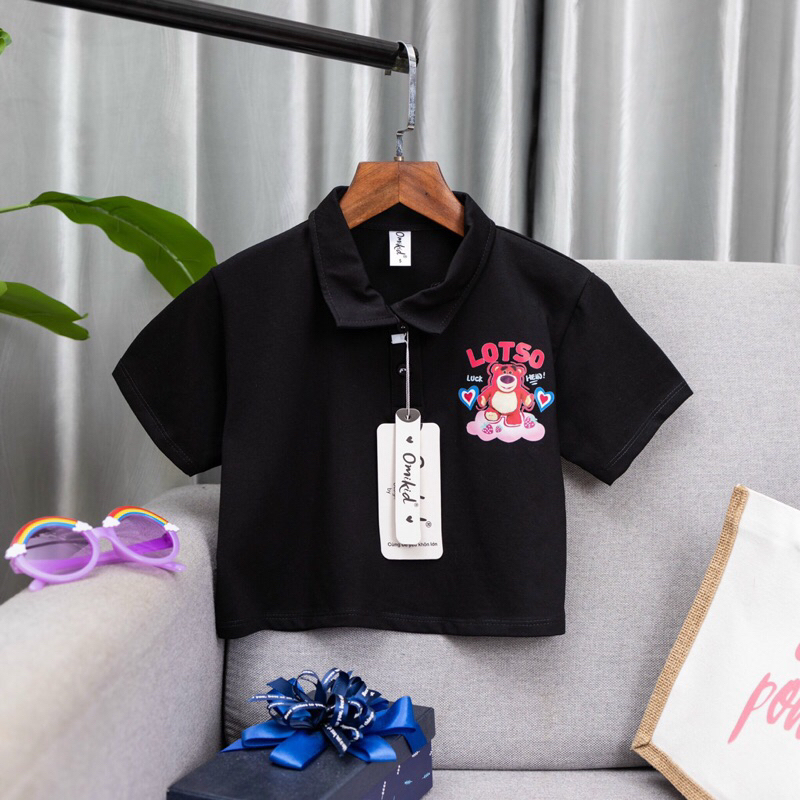 Áo thun bé gái , áo thun gấu dâu cổ trụ cho bé gái 8-60kg hàng shop cao cấp