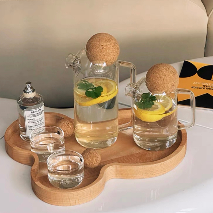 Bình trà thủy tinh nắp bần tròn xinh xắn, cá tính. Bình thủy tinh phong cách Nhật Bản