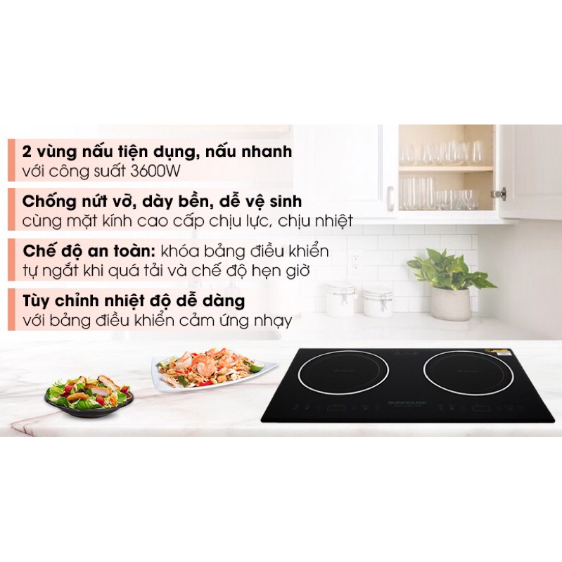 Bếp hồng ngoại đôi lắp âm Sunhouse SHB9112MT