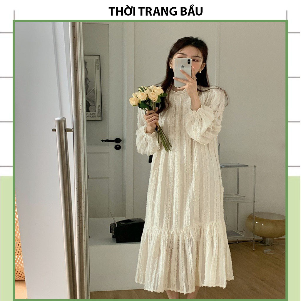 VÁY ĐẦM BẦU THỜI TRANG THU ĐÔNG-ĐẦM BẦU THIẾT KẾ DÁNG SUÔNG VẢI VOAN SẦN CAO CẤP DỰ TIỆC, ĐI LÀM FRESIZE CỰC XINH
