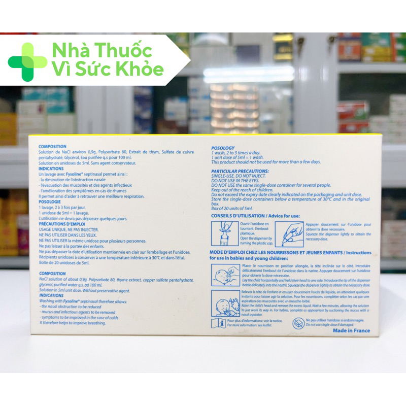 Nước Muối Sinh Lý Kháng Khuẩn Pháp FYSOLINE Vàng Hỗ Trợ Giảm Viêm Mũi