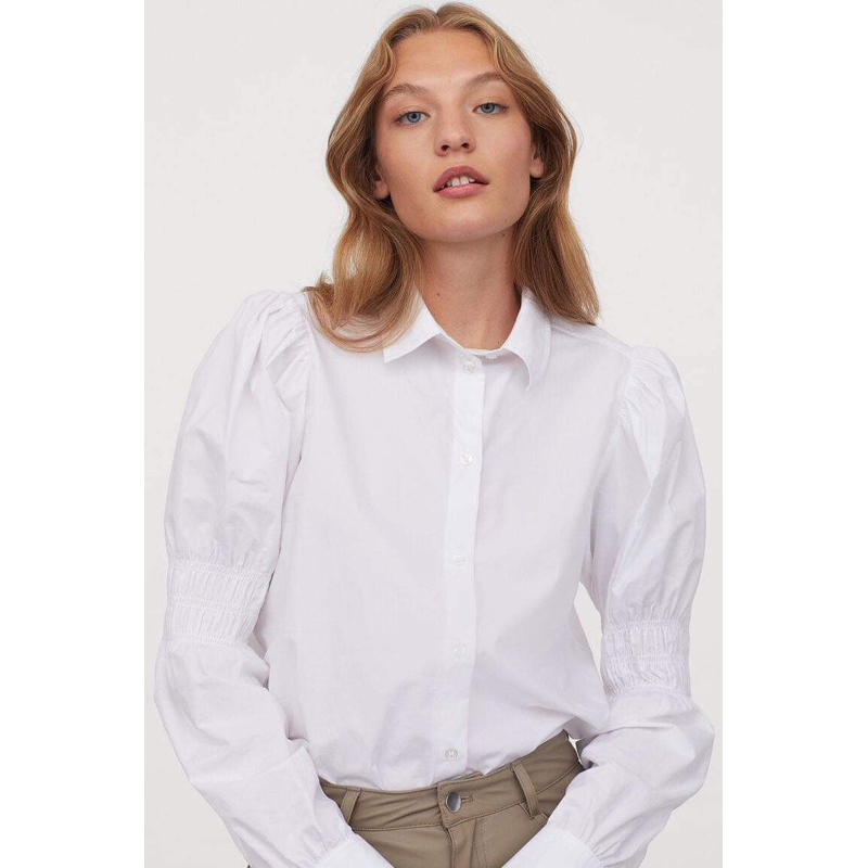 Áo sơ mi trắng tay phồng hm auth new