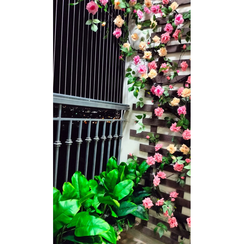 Dây hoa giả/ Dây Hồng Leo cổ dài 1,7m trang trí không gian siêu đẹp