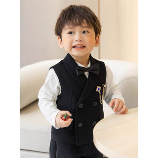 Set vest công tử cho bé trai kèm nơ và cài