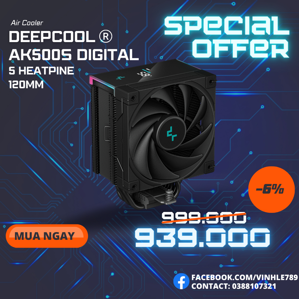 Tản nhiệt khí CPU DEEPCOOL AK500S DIGITAL [NEW]